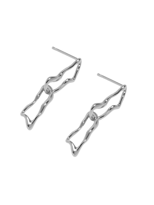 White gold [with pure Tremella plug] 925 Sterling Silver Hollow Geometric Vintage Drop Earring